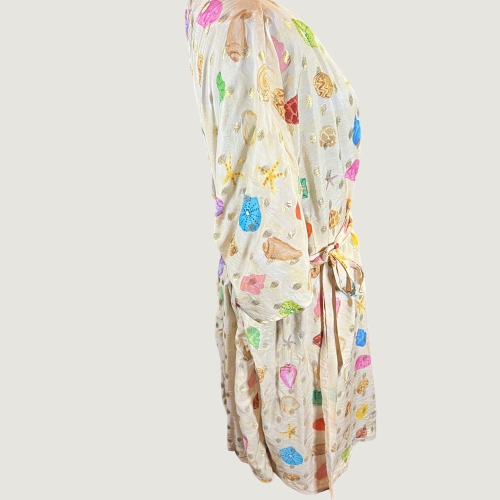 Never Fully Dressed Seashell Gold Foil Wrap Dress Cream Plus Size US 22 - Picture 7 of 16